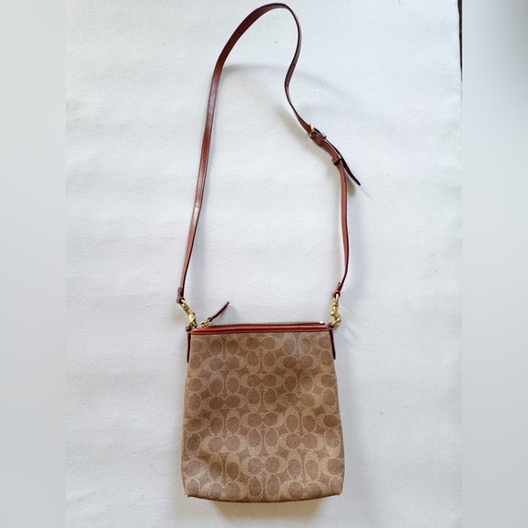 COACH Kitt Messenger Crossbody Bag In Leather CC533 Brass Tan/Rust - Picture 3 of 9